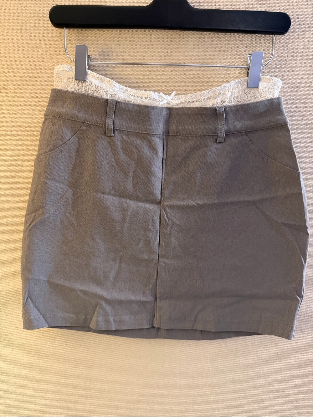 wild fable Olive Green Mini Skirt with Lace Waistband Accent